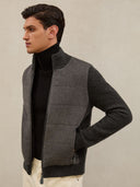Quilted Cashmere Zip Jacket in Charcoal Grey