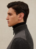 Quilted Cashmere Zip Jacket in Charcoal Grey