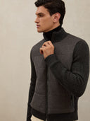 Quilted Cashmere Zip Jacket in Charcoal Grey